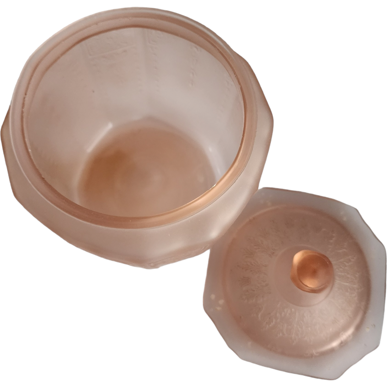 Anchor Hocking Princess Pink Frosted Satin Depression Glass Cookie Jar & Lid