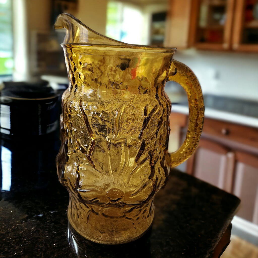 Anchor Hocking Rainflower Amber 64 Oz Pitcher