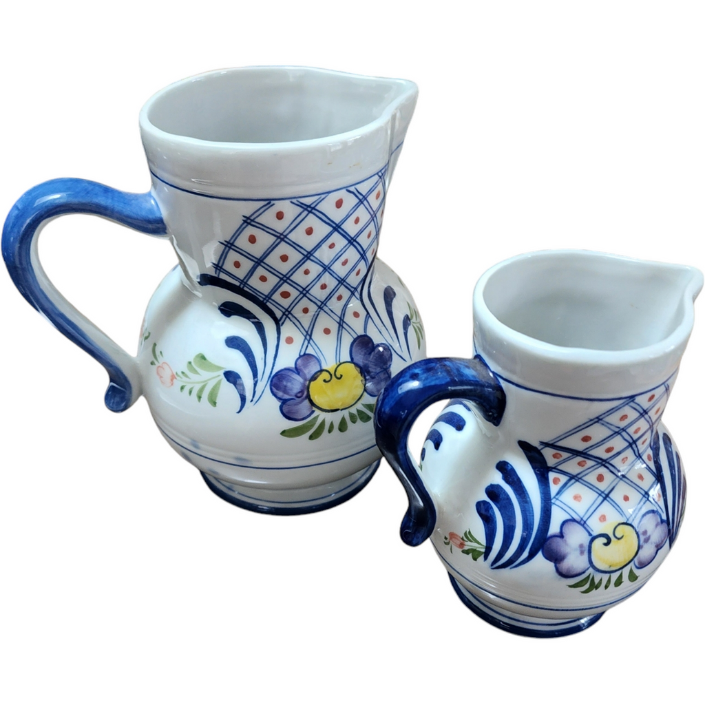 Charming Pair of Andrea by Sadek Decorative Porcelain Pitchers