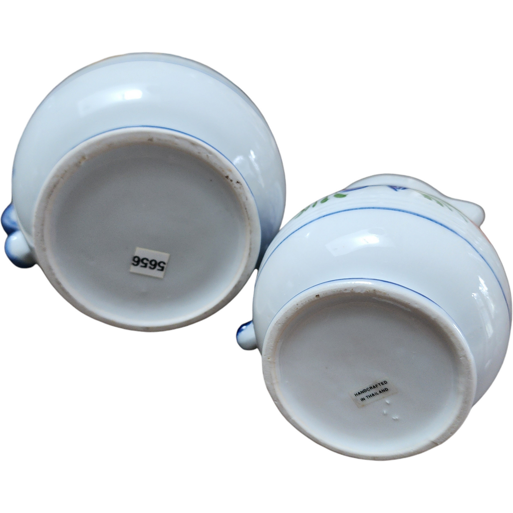 Charming Pair of Andrea by Sadek Decorative Porcelain Pitchers