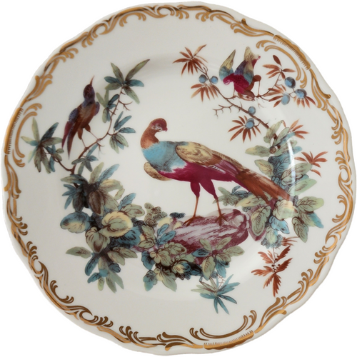 Andrea by Sadek Multicolor Exotic Birds Gold Scrolls Salad Dessert Plate