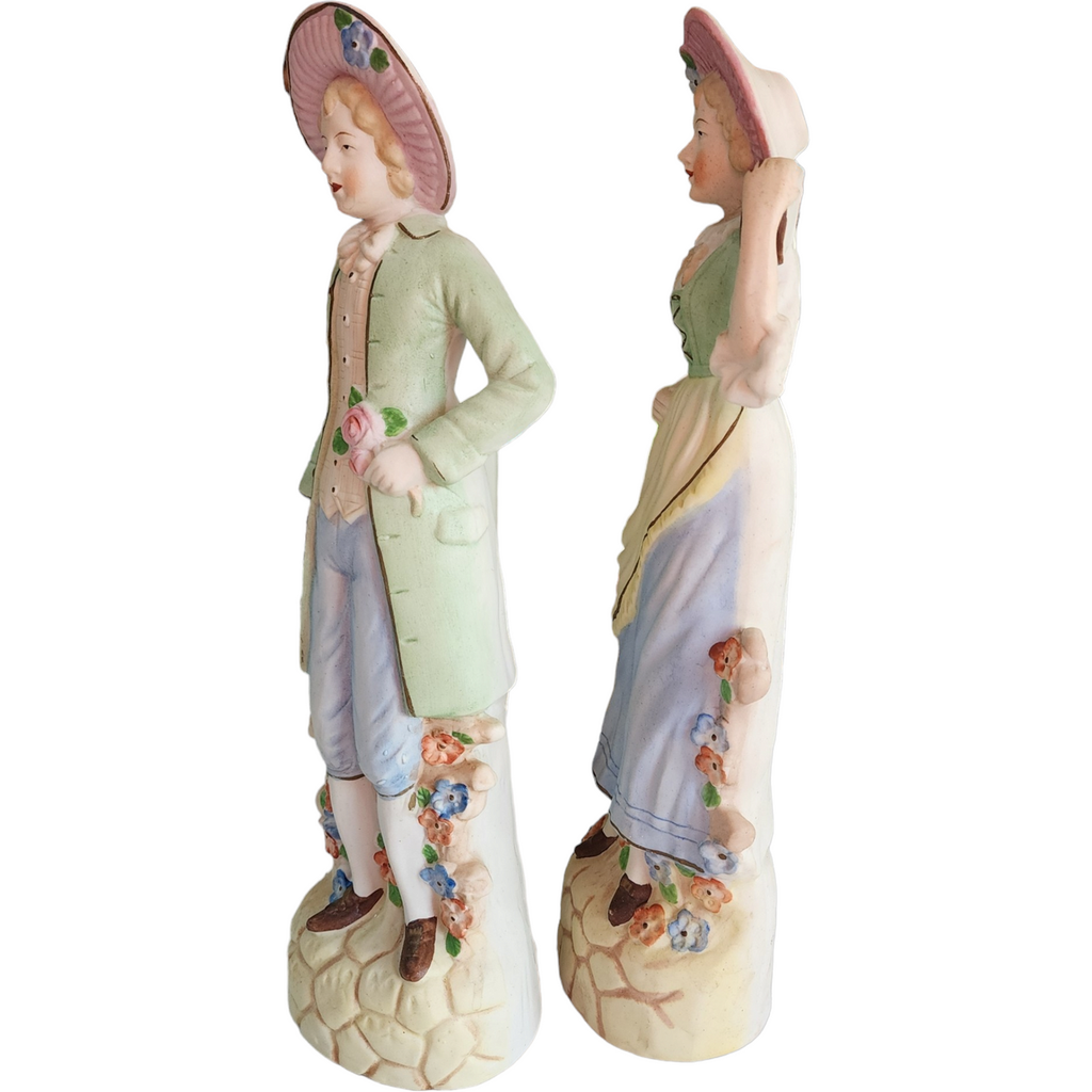 Andrea by Sadek Occupied Japan Bisque Porcelain Pair of Figurines