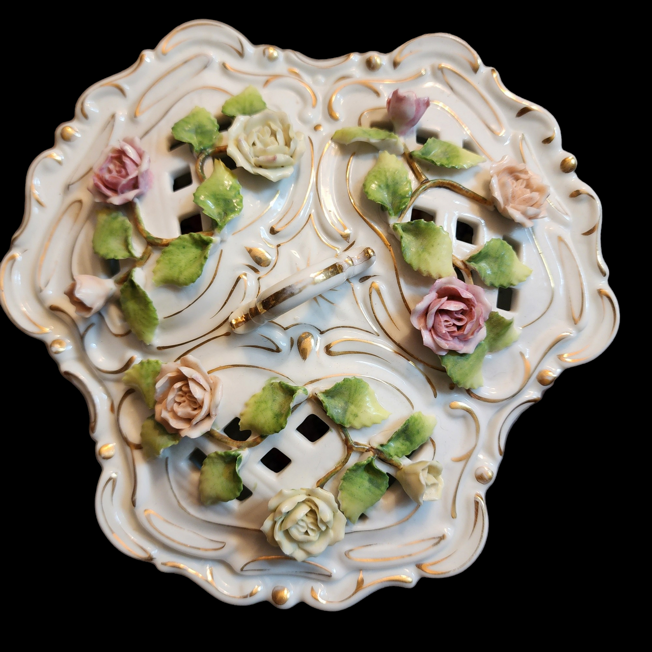 Andrea by Sadek Roses Flowers Porcelain Dish with Lid Japan