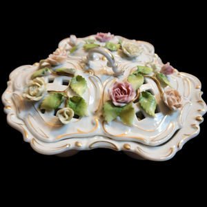 Andrea by Sadek Roses Flowers Porcelain Dish with Lid Japan