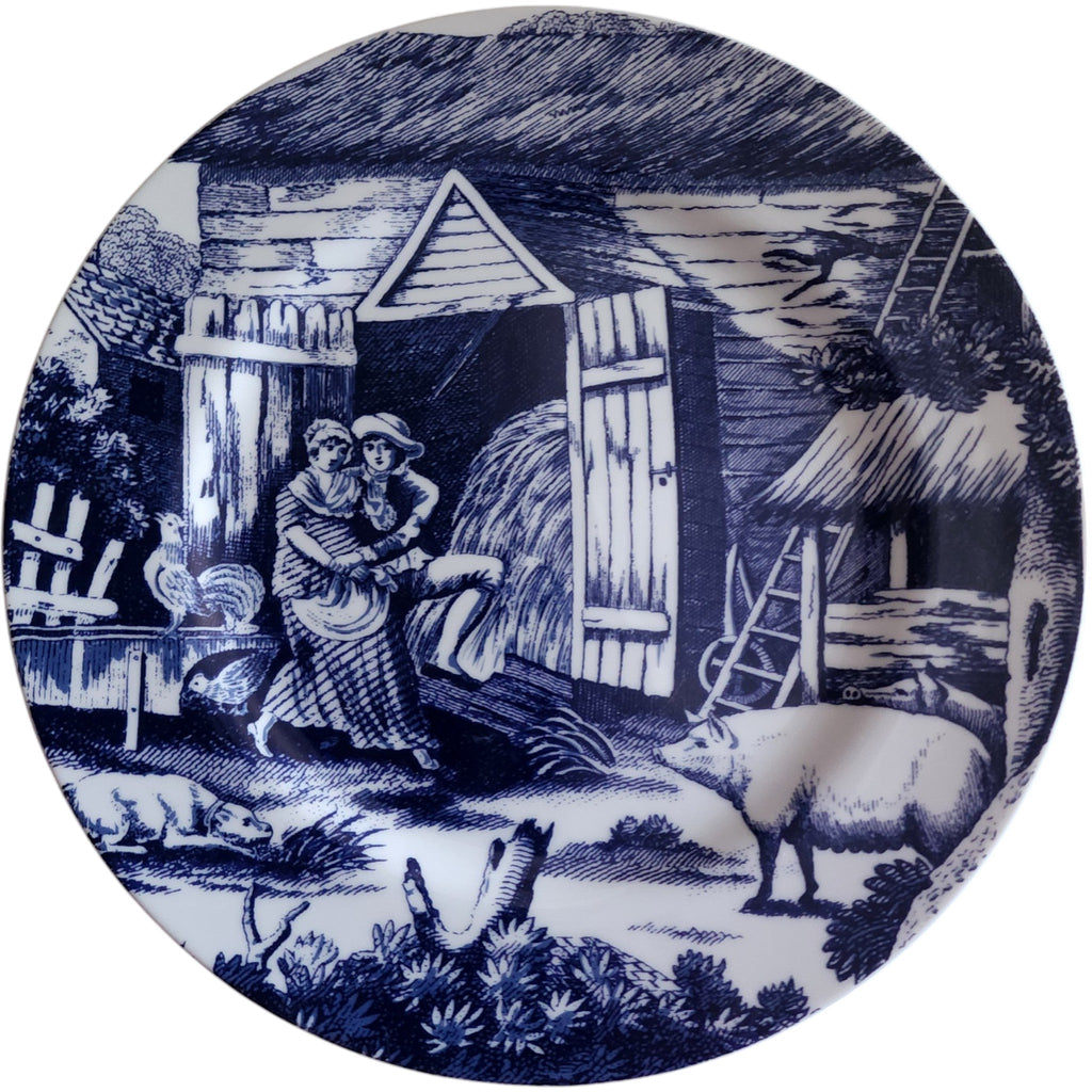 Andrea by Sadek Williamsburg Country Courtship Blue & White Transferware Plates Set of 4