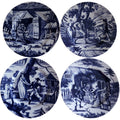Andrea by Sadek Williamsburg Country Courtship Blue & White Transferware Plates Set of 4
