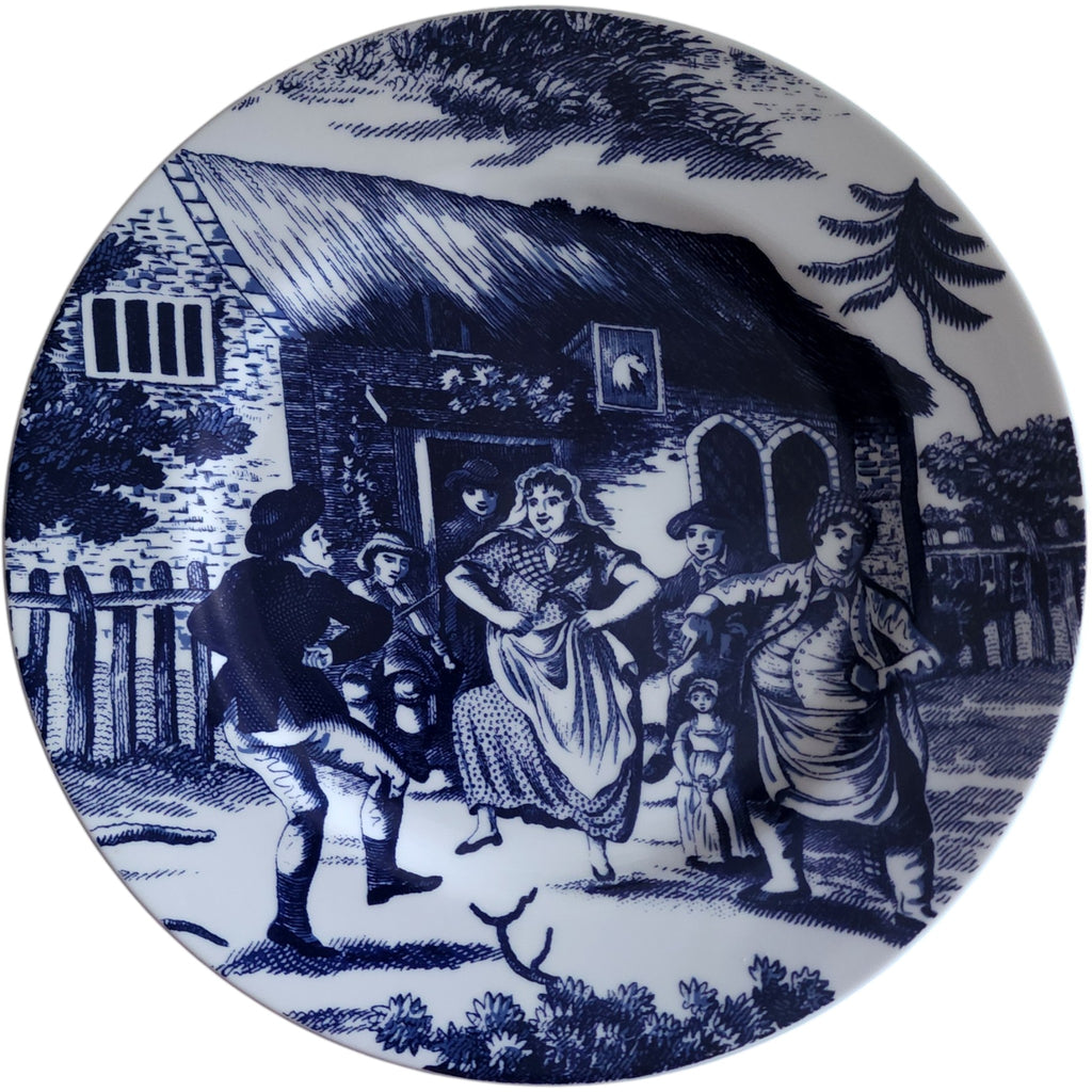 Andrea by Sadek Williamsburg Country Courtship Blue & White Transferware Plates Set of 4