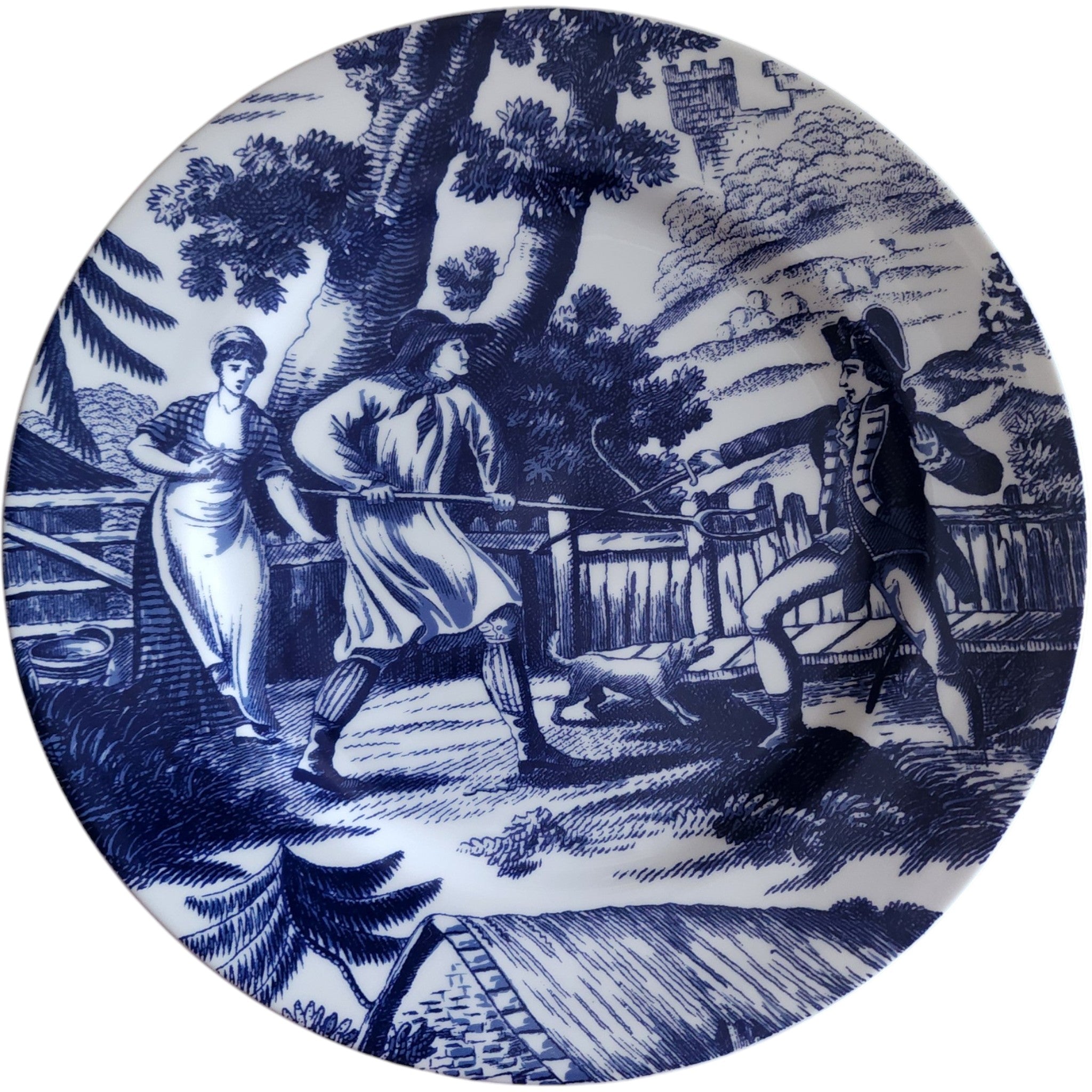 Andrea by Sadek Williamsburg Country Courtship Blue & White Transferware Plates Set of 4