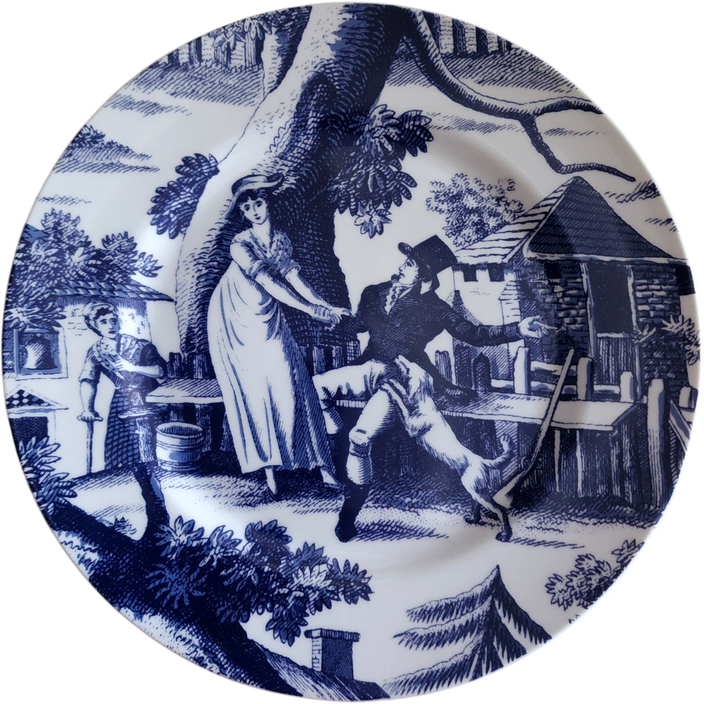 Andrea by Sadek Williamsburg Country Courtship Blue & White Transferware Plates Set of 4