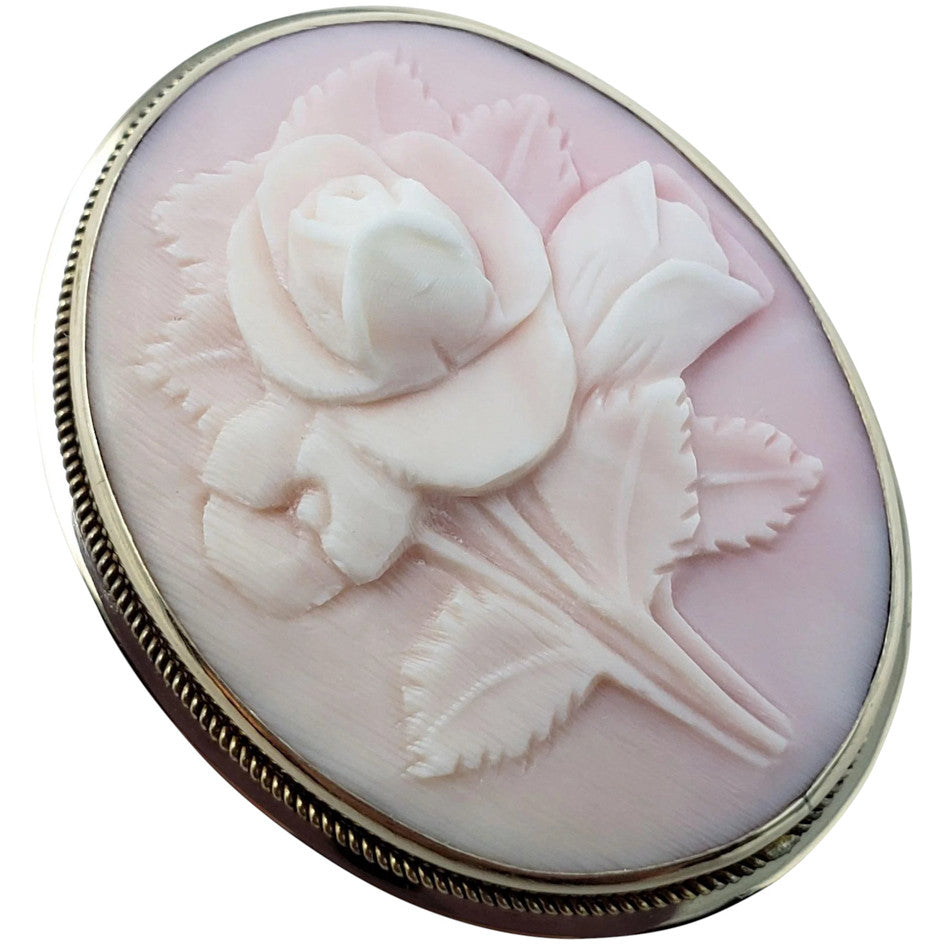 Angel Skin Coral Cameo Pin Pendant In 14KT Gold