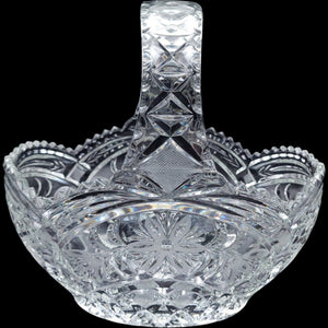 Anna Hutte Cut Crystal Glass Handle Basket 8"