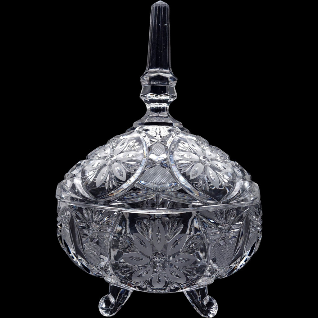 Anna Hutte Bleikristall 24% Lead Crystal 4-Footed Oval Covered Candy Dish