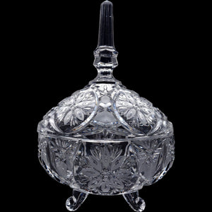 Anna Hutte Bleikristall 24% Lead Crystal 4-Footed Oval Covered Candy Dish