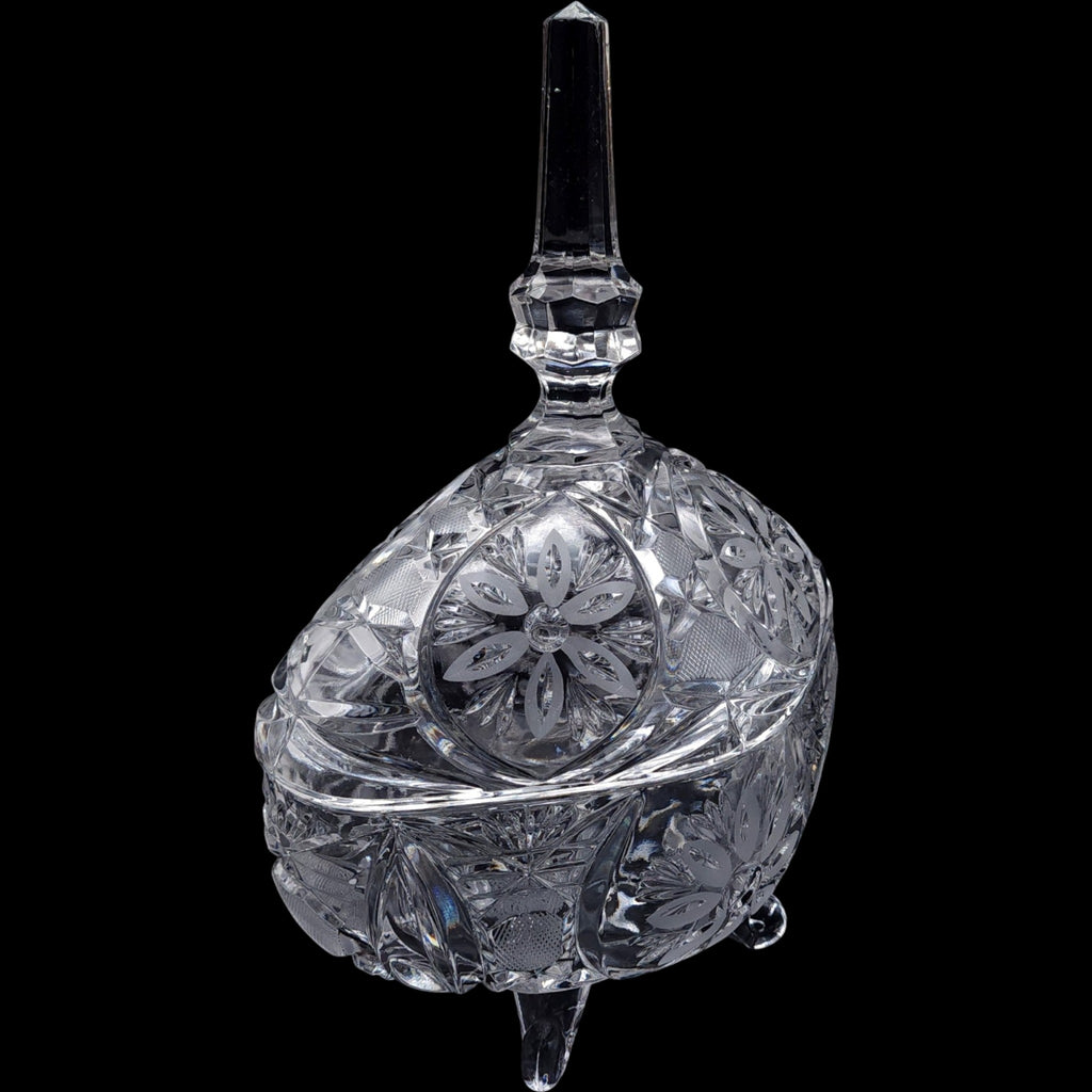Anna Hutte Bleikristall 24% Lead Crystal 4-Footed Oval Covered Candy Dish