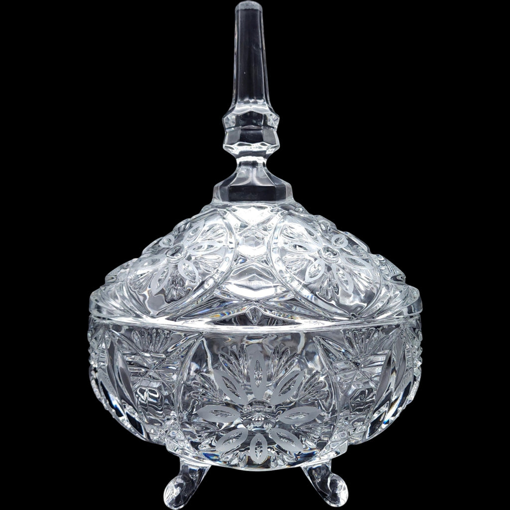 Anna Hutte Bleikristall 24% Lead Crystal 4-Footed Oval Covered Candy Dish