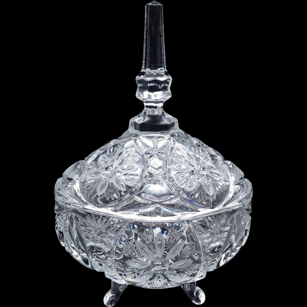 Anna Hutte Bleikristall 24% Lead Crystal 4-Footed Oval Covered Candy Dish