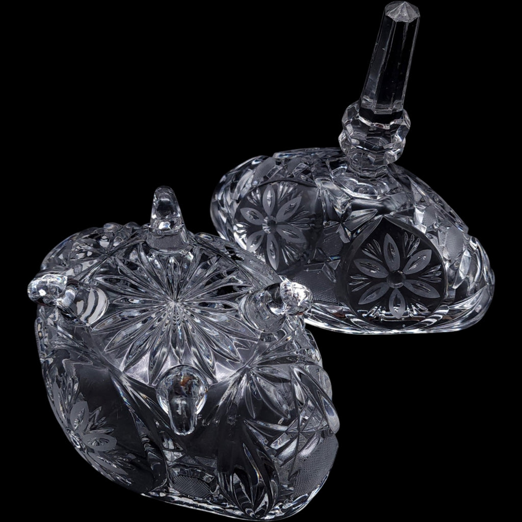 Anna Hutte Bleikristall 24% Lead Crystal 4-Footed Oval Covered Candy Dish