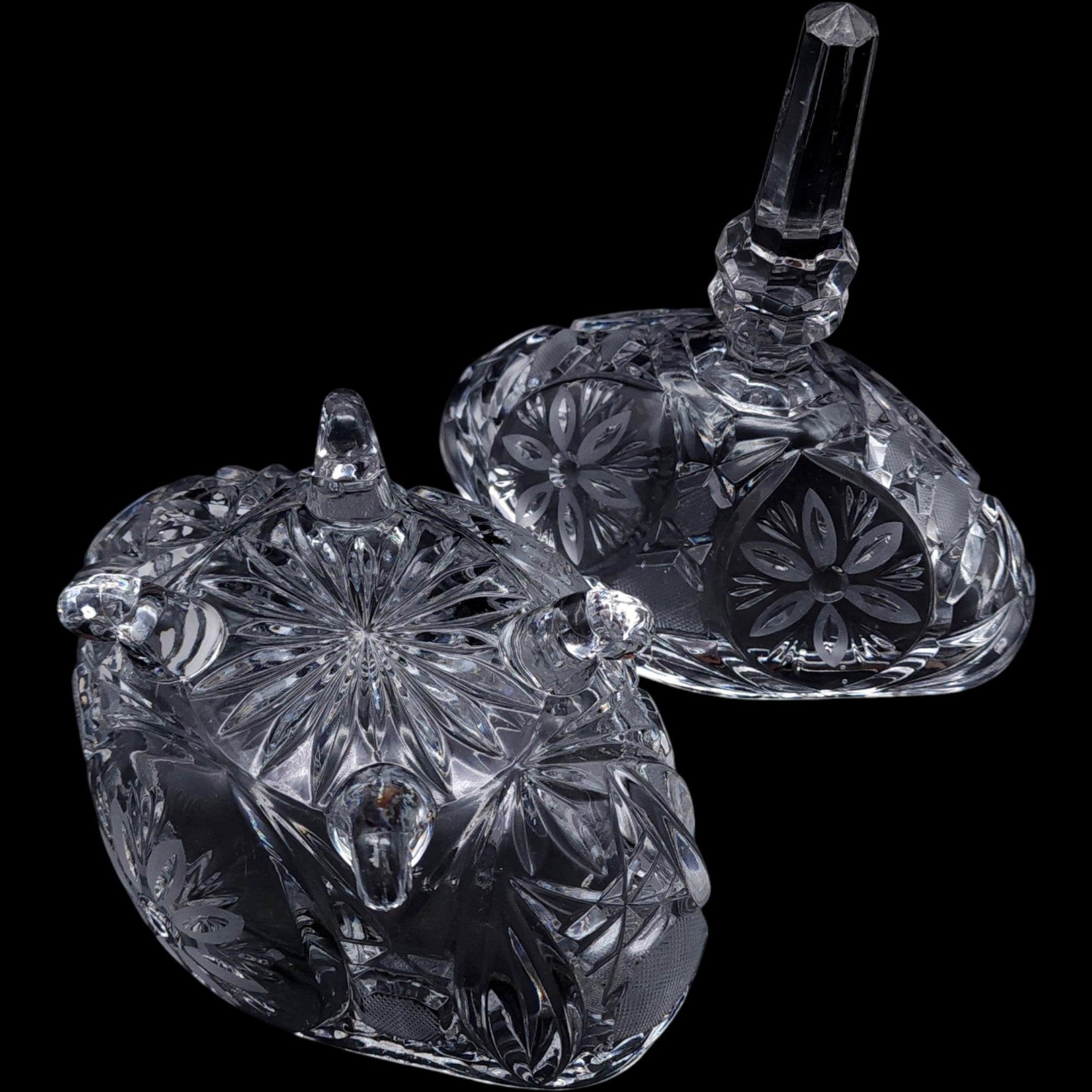 Anna Hutte Bleikristall 24% Lead Crystal 4-Footed Oval Covered Candy Dish