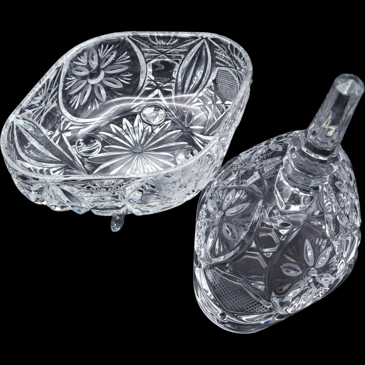 Anna Hutte Bleikristall 24% Lead Crystal 4-Footed Oval Covered Candy Dish