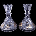 Anna Hutte Bleikristall Lead Crystal Taper Candle Holders Gold Flash Pair