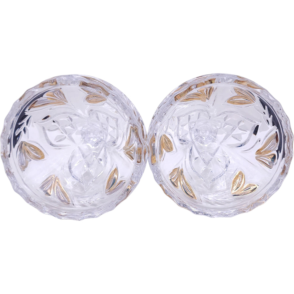 Anna Hutte Bleikristall Lead Crystal Taper Candle Holders Gold Flash Pair
