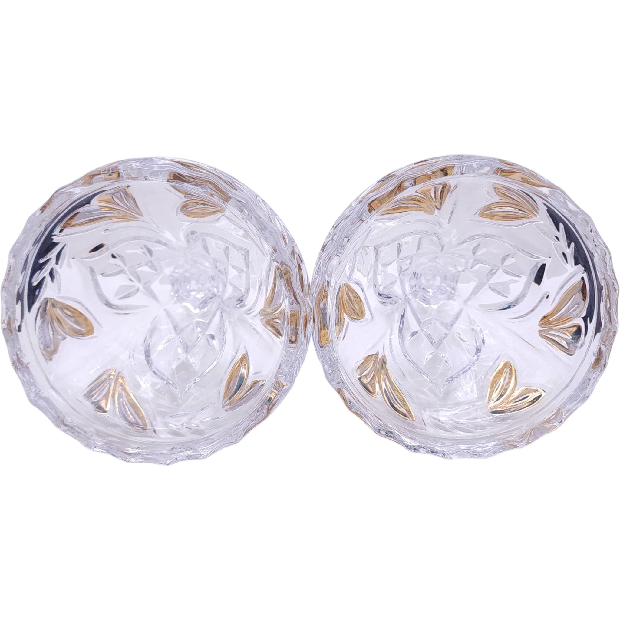 Anna Hutte Bleikristall Lead Crystal Taper Candle Holders Gold Flash Pair