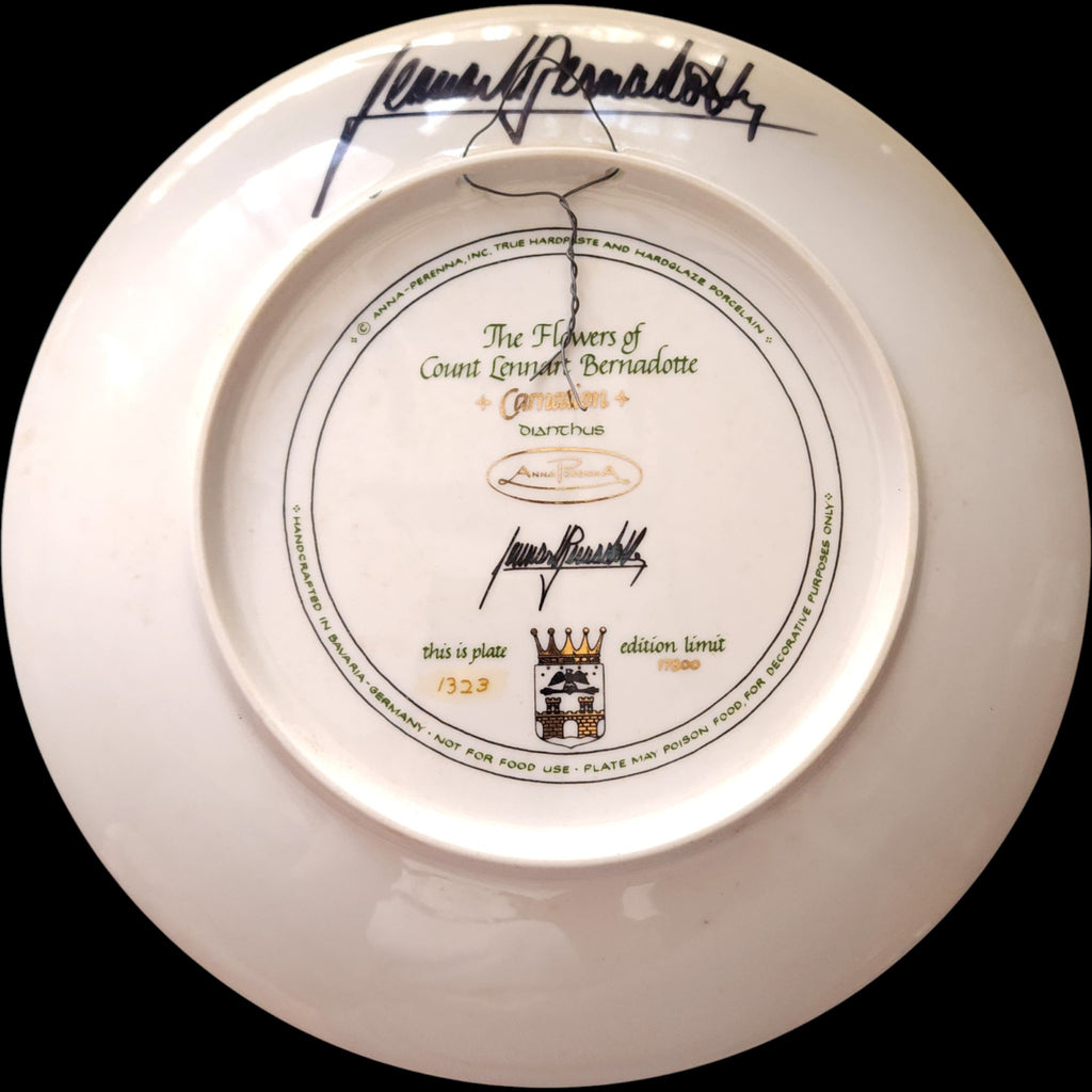 Anna Perenna Flowers of Count Lennart Bernadotte Carnation Collector Plate Bavaria