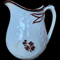 Anthony Shaw Burslem Tea Leaf Embossed Lily Rim Copper Band Ironstone Pitcher