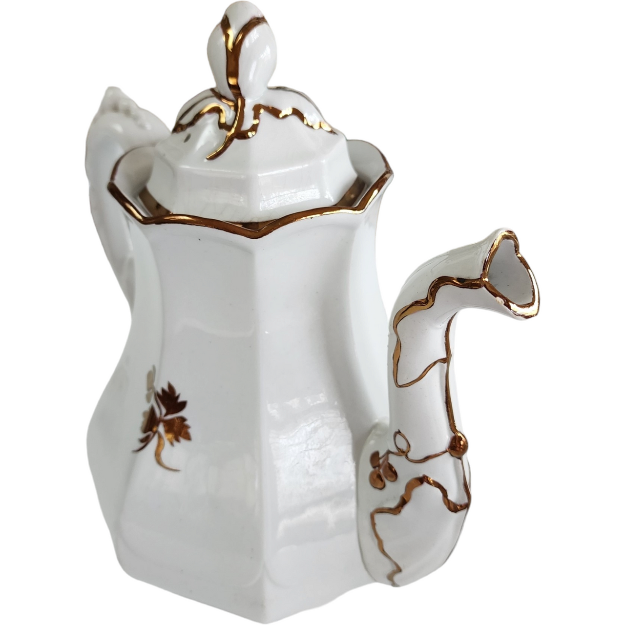 Anthony Shaw Hanging Leaves Copper Lustre Ironstone Coffeepot Teapot