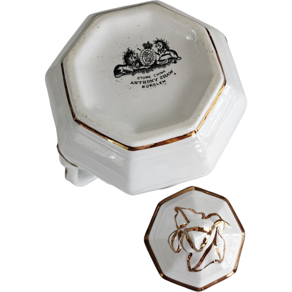Anthony Shaw Tea Leaf Copper Lustre Ironstone Oversize Sugar Bowl & Lid