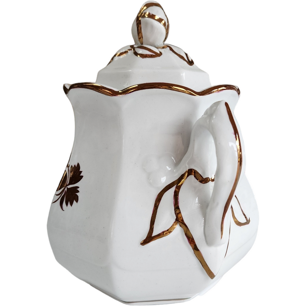 Anthony Shaw Tea Leaf Copper Lustre Ironstone Oversize Sugar Bowl & Lid