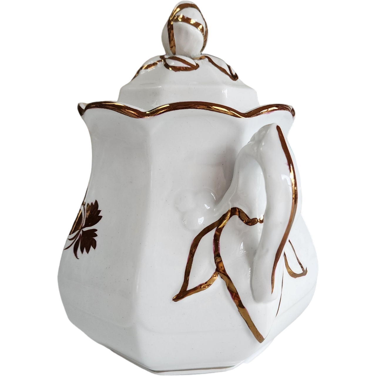 Anthony Shaw Tea Leaf Copper Lustre Ironstone Oversize Sugar Bowl & Lid