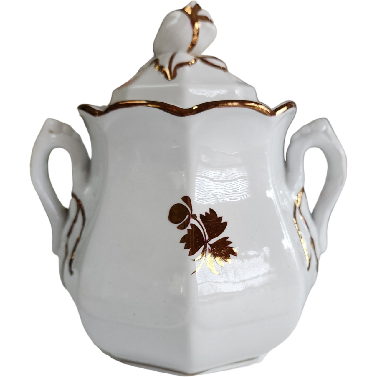 Anthony Shaw Tea Leaf Copper Lustre Ironstone Oversize Sugar Bowl & Lid