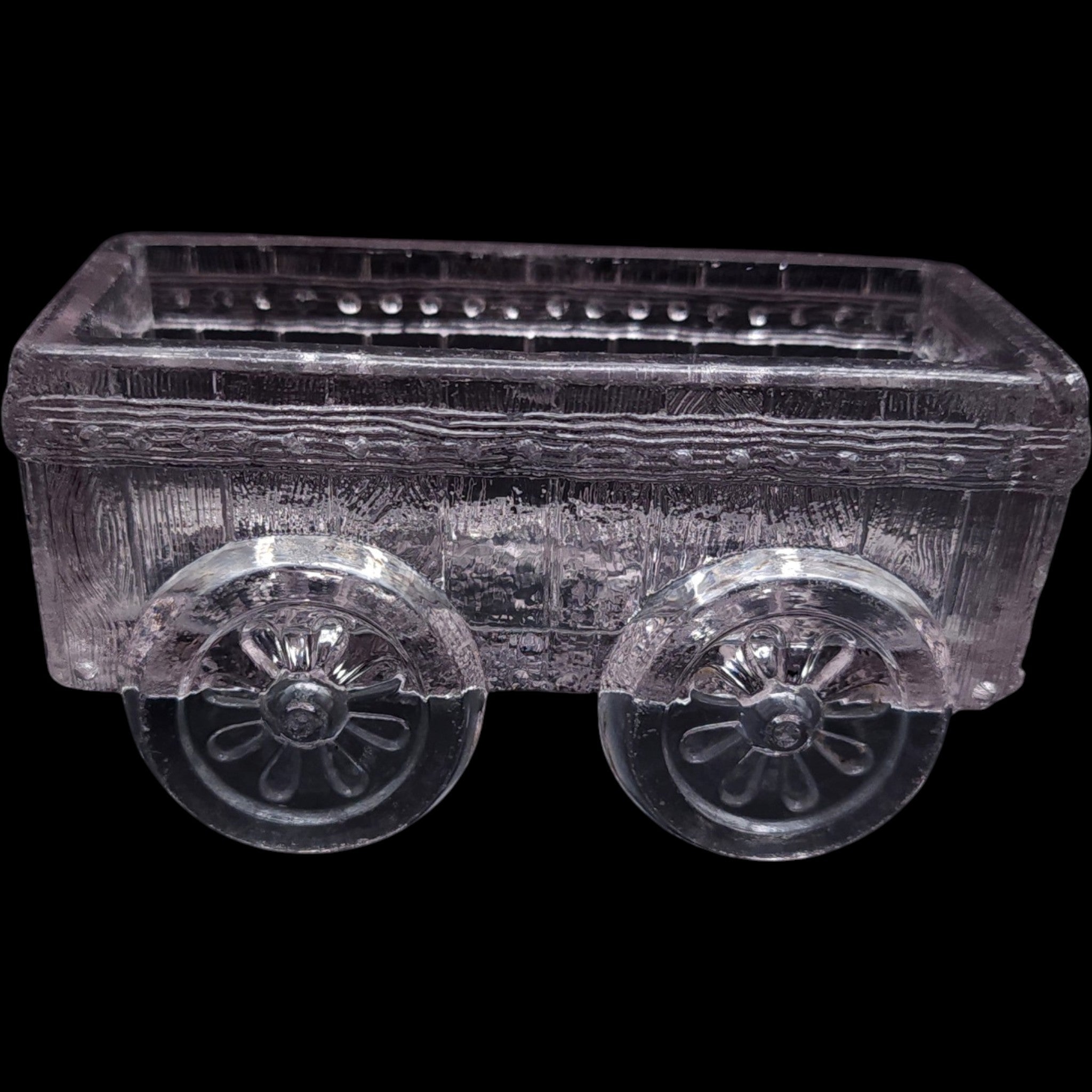 Antique 1882 William Hepple Pressed Glass Coal Wagon 3 3/4" Salt Dish