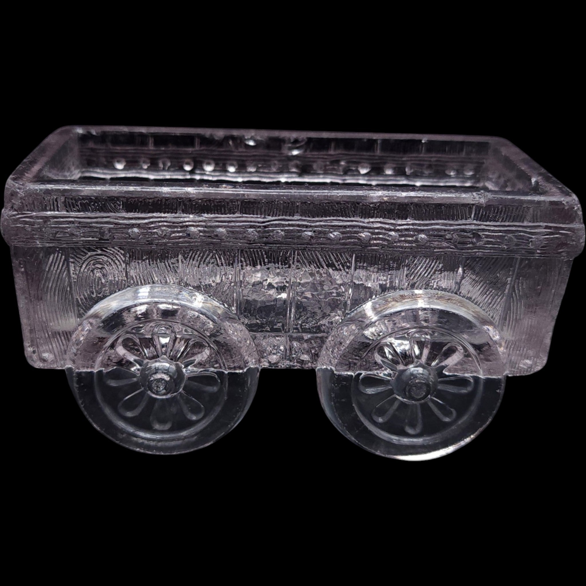 Antique 1882 William Hepple Pressed Glass Coal Wagon 3 3/4" Salt Dish