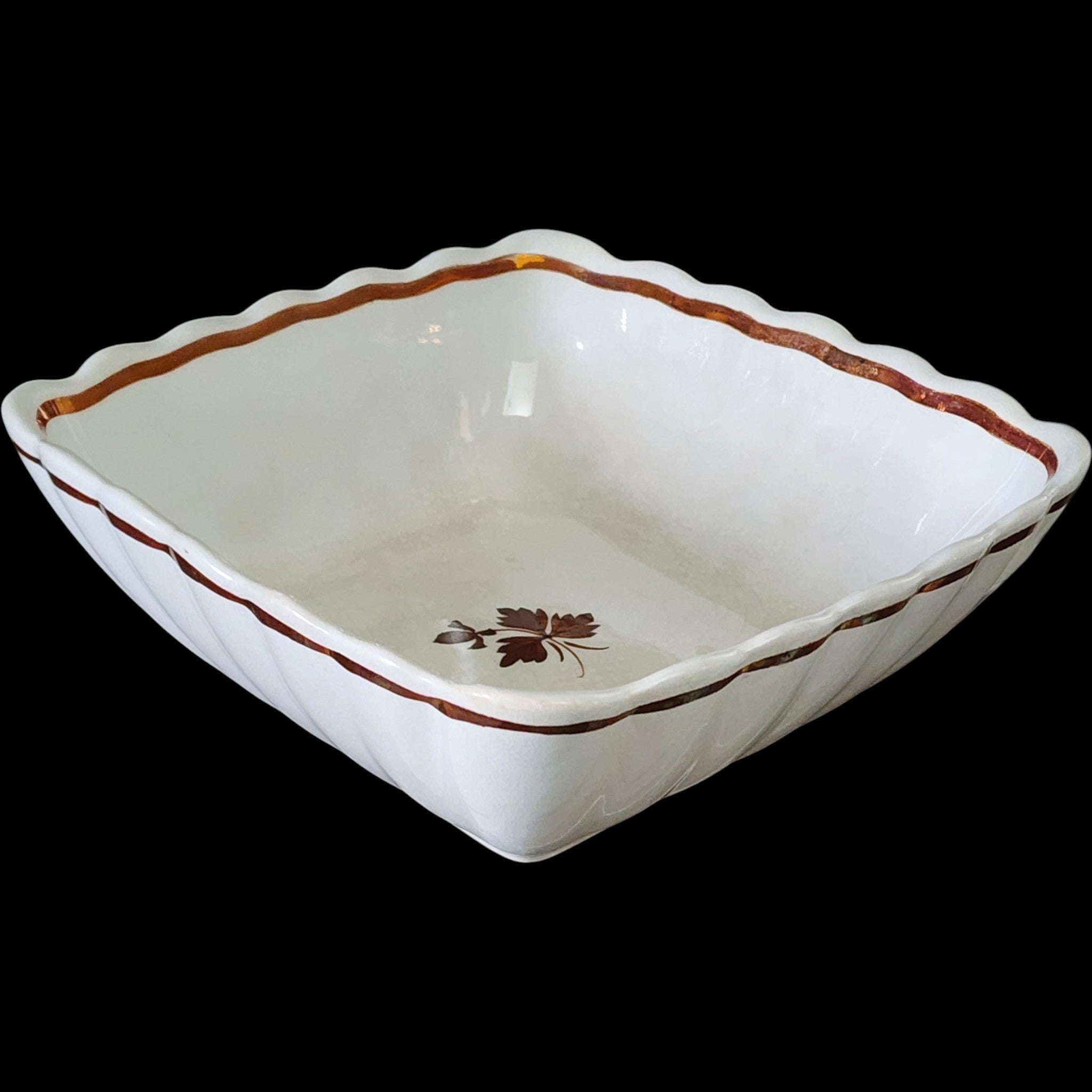 Antique Alfred Meakin Tea Leaf Ironstone 9 Square Vegetable Bowl