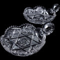 Antique American Brilliant Period Cut Crystal Handled Nappy Dishes - Pair