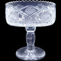 9" Antique American Brilliant Period Cut Crystal Pedestal Compote Bowl
