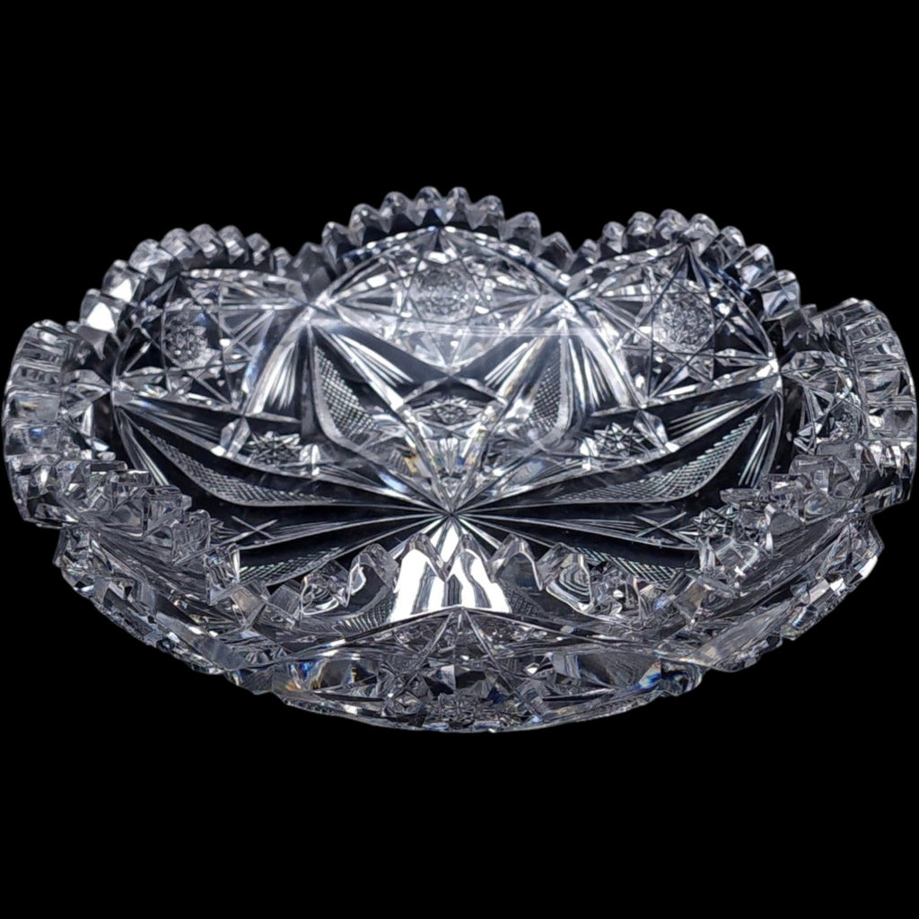 8" Antique American Brilliant Period Cut Crystal Shallow Bowl