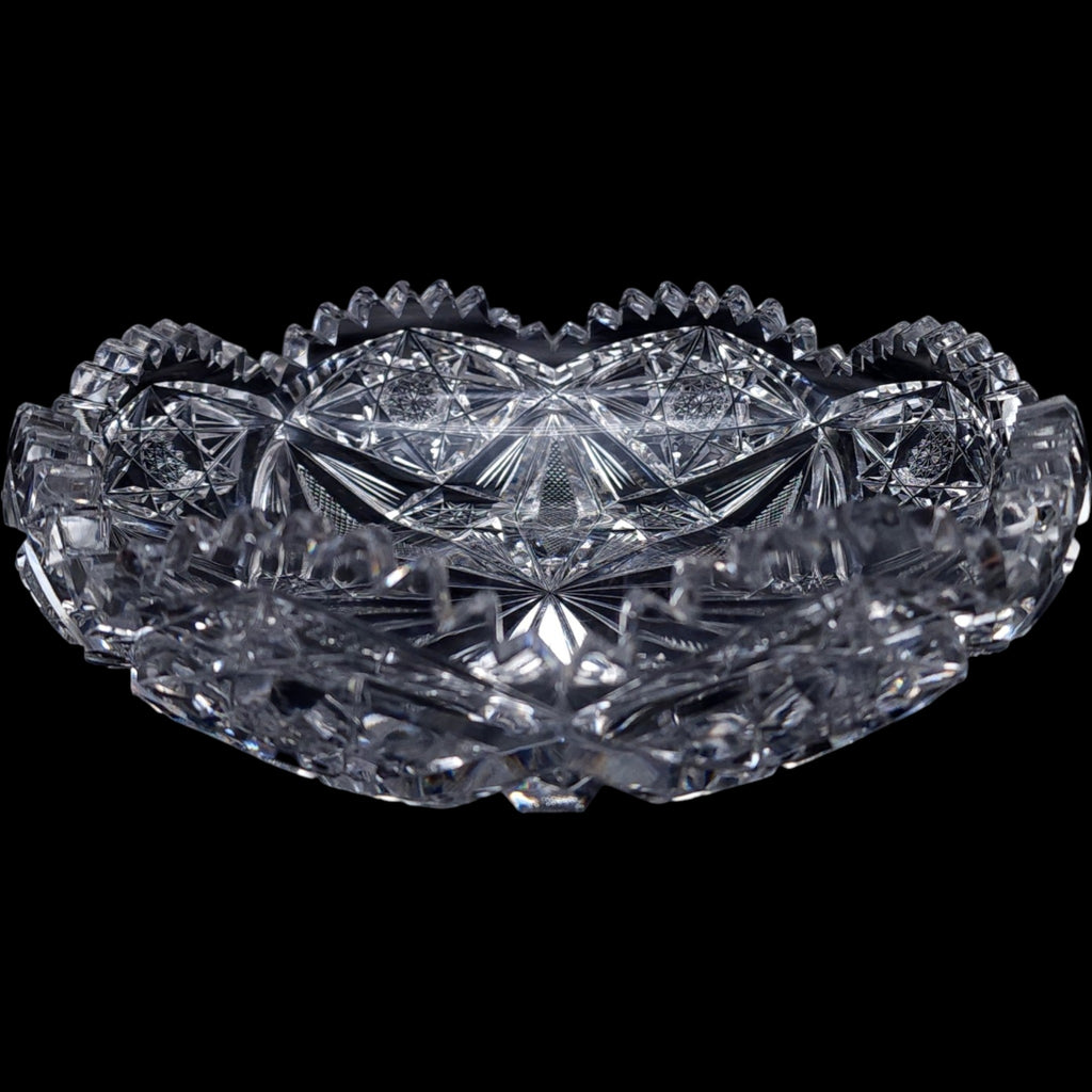 8" Antique American Brilliant Period Cut Crystal Shallow Bowl