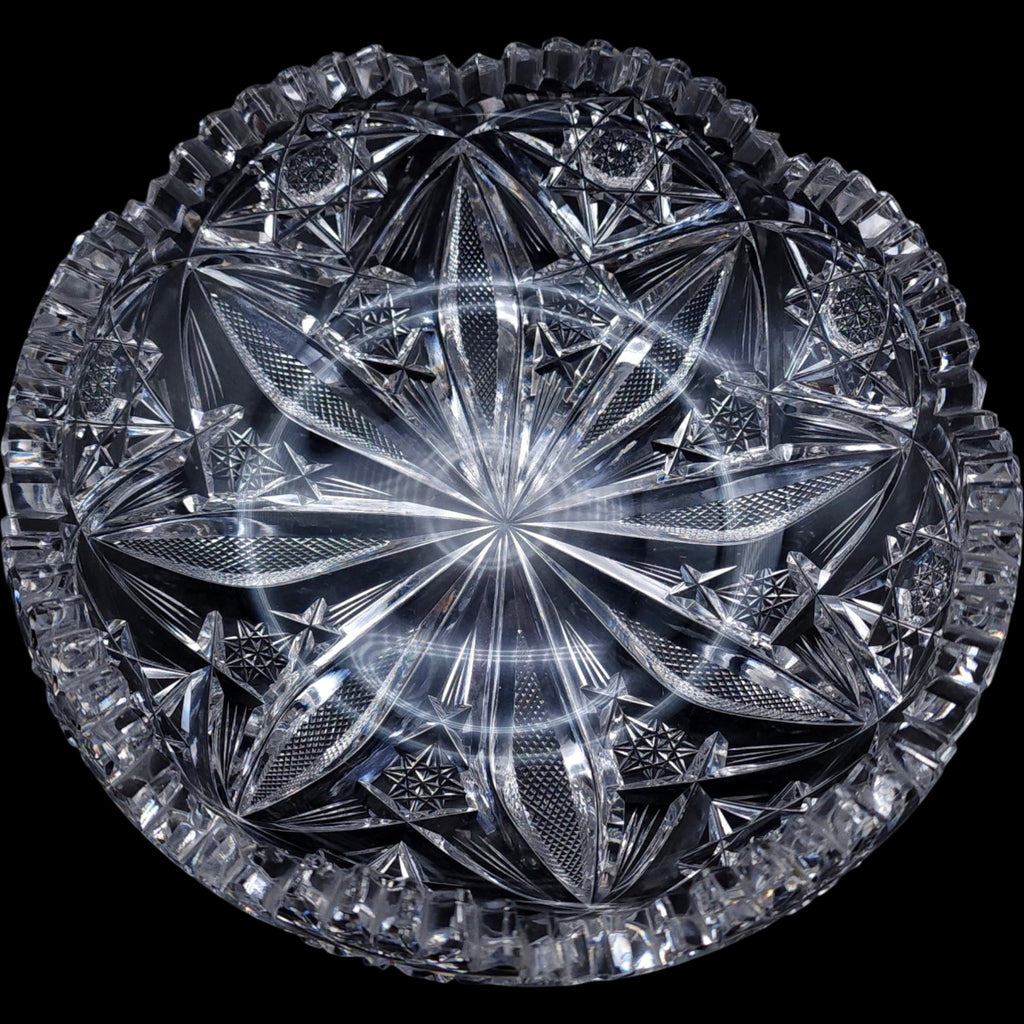 8" Antique American Brilliant Period Cut Crystal Shallow Bowl