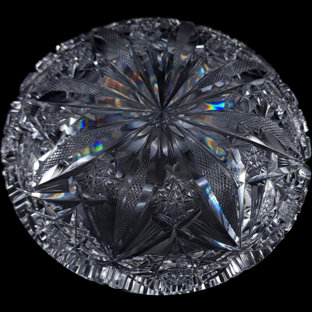 8" Antique American Brilliant Period Cut Crystal Shallow Bowl