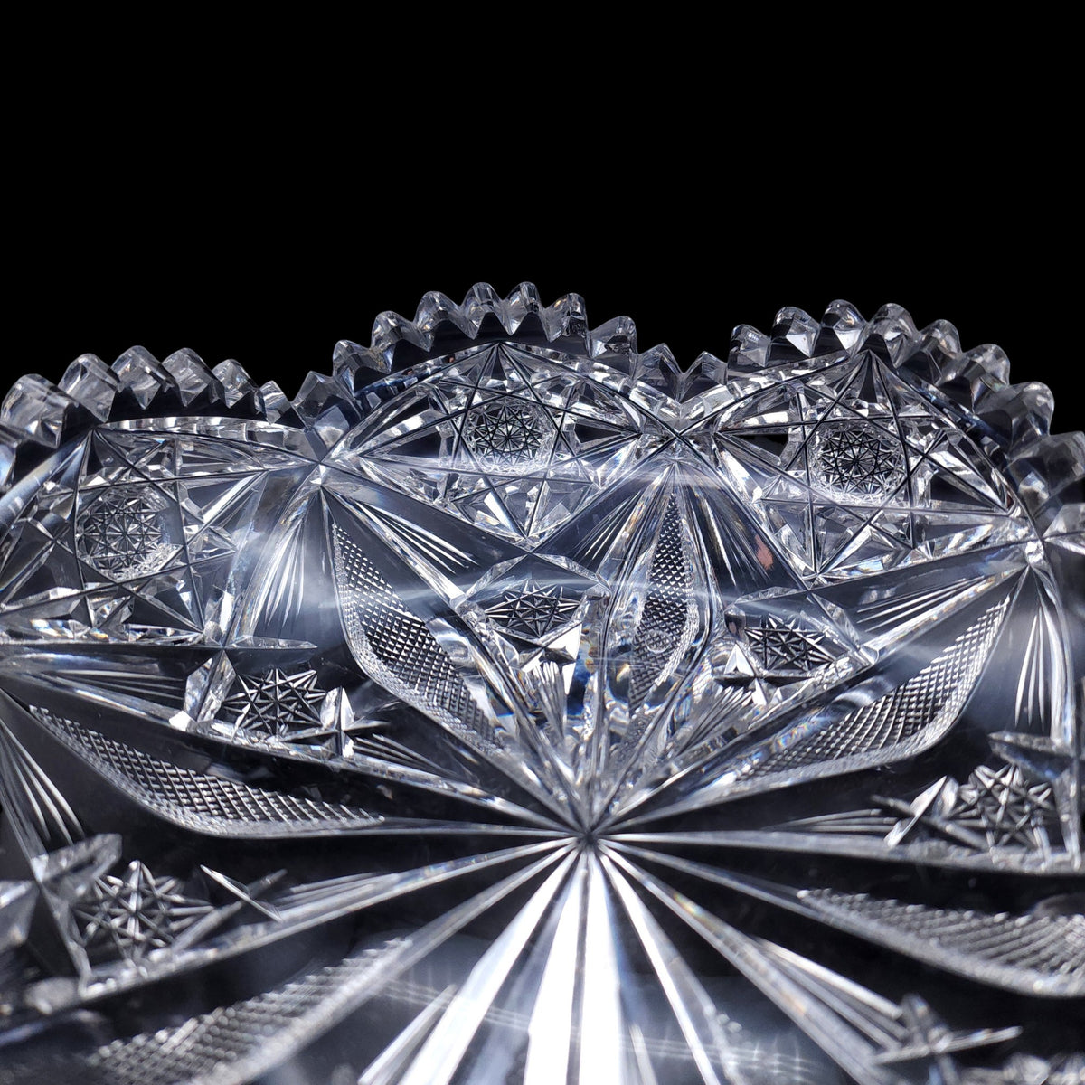 8" Antique American Brilliant Period Cut Crystal Shallow Bowl