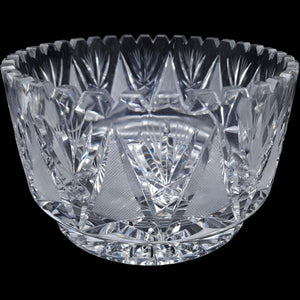Antique American Brilliant Period Cut Glass 8 1/4" Bowl Starburst & Hatch