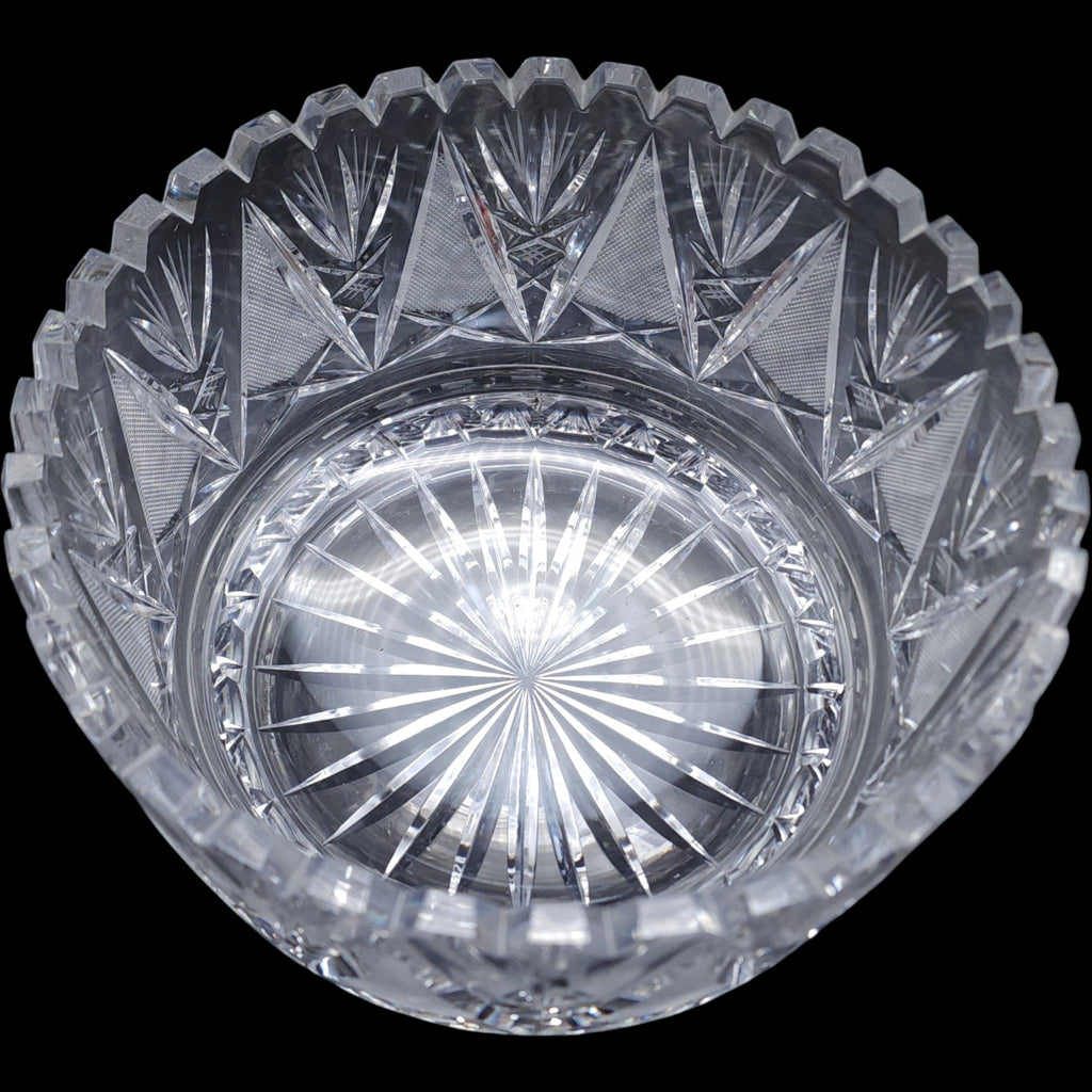 Antique American Brilliant Period Cut Glass 8 1/4" Bowl Starburst & Hatch