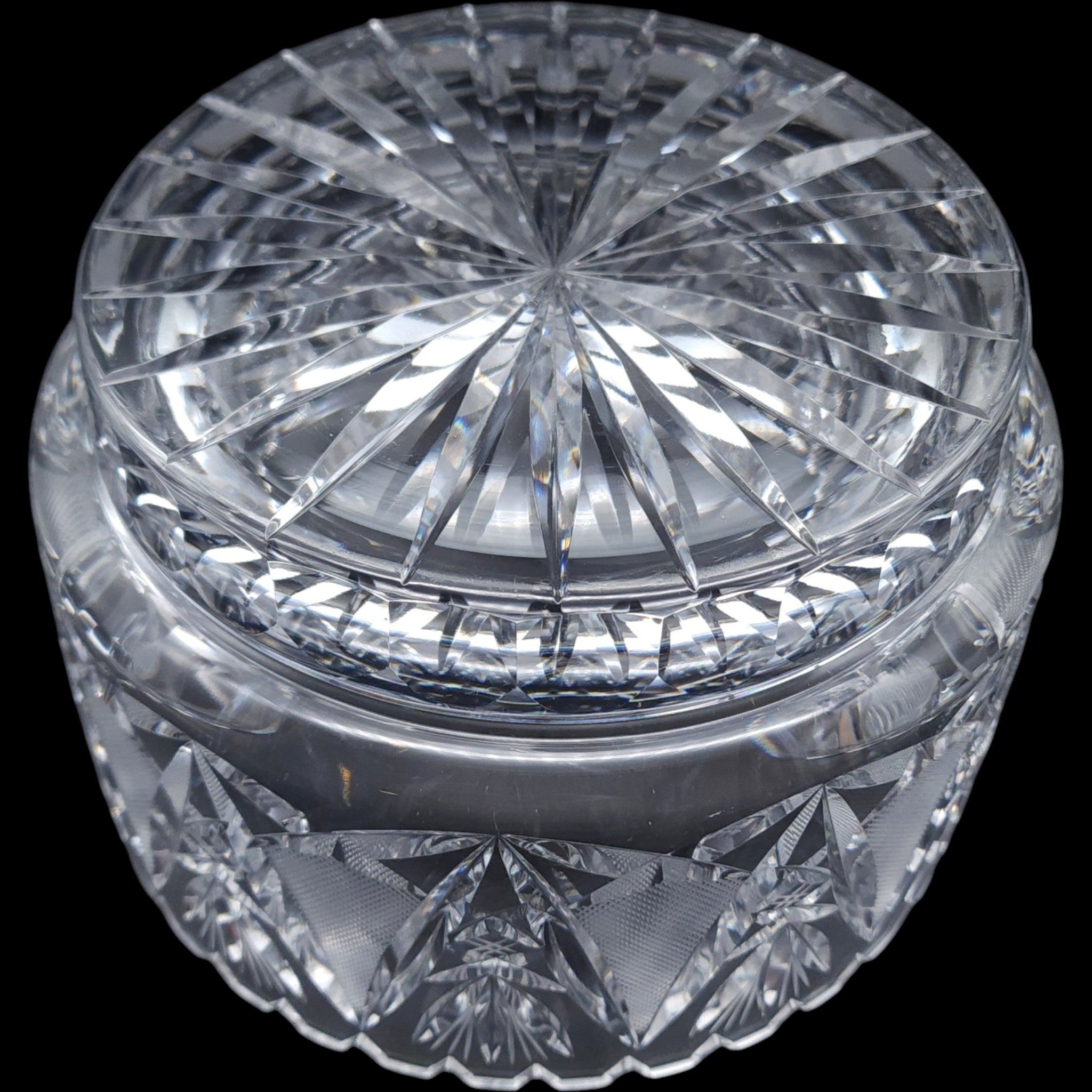 Antique American Brilliant Period Cut Glass 8 1/4" Bowl Starburst & Hatch