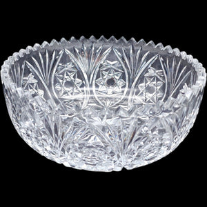 8" Antique American Brilliant Period Cut Glass Bowl Starburst Base