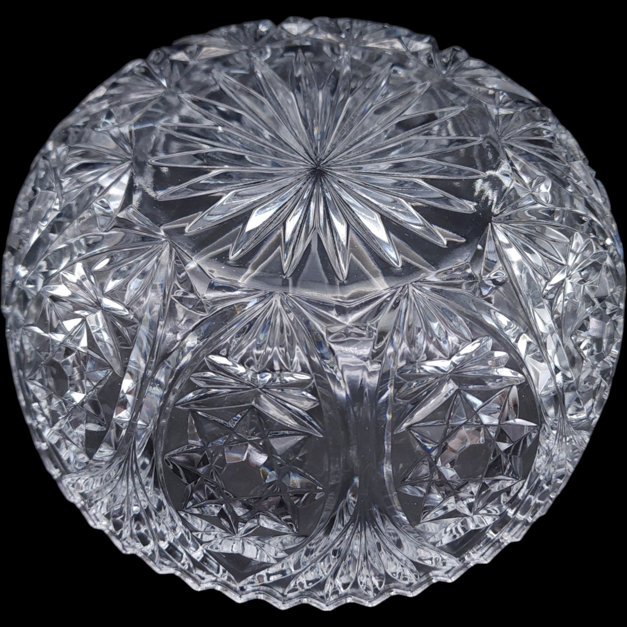 8" Antique American Brilliant Period Cut Glass Bowl Starburst Base