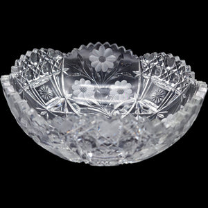 Antique American Brilliant Period Cut Glass Floral Bowl 8"