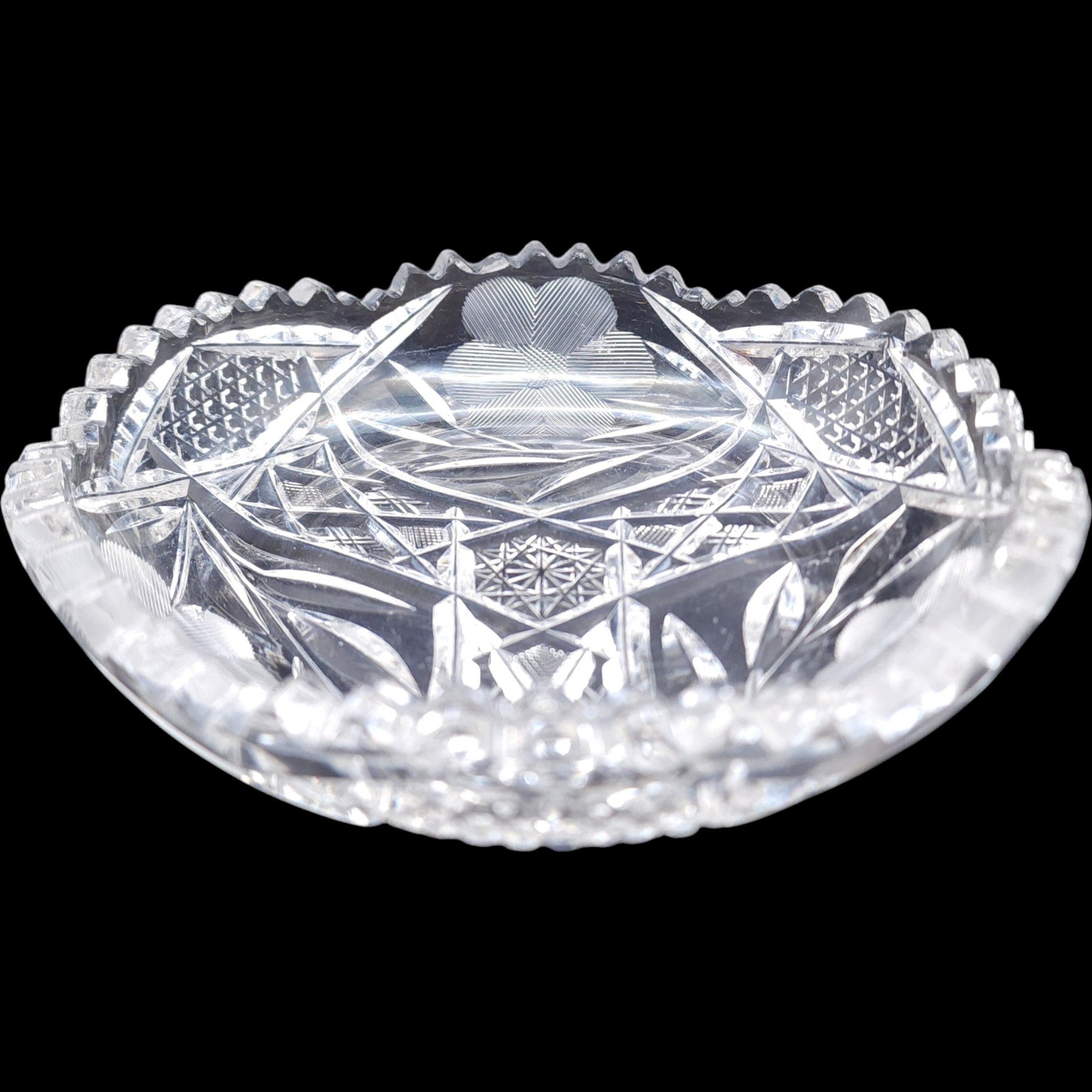 6" Antique American Brilliant Period Cut Glass Floral Bowl